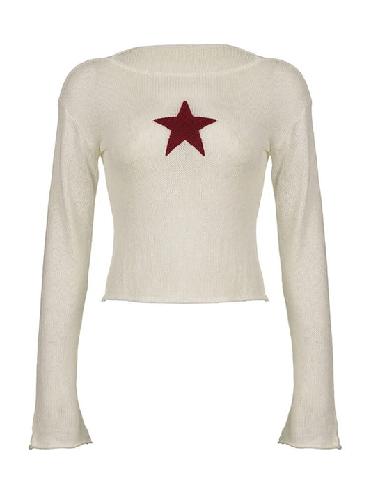 Y2K Star Stitching Sweater