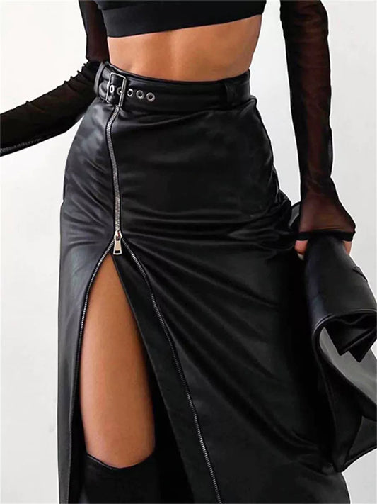 Vampira PU Leather High Waist Pencil Skirt