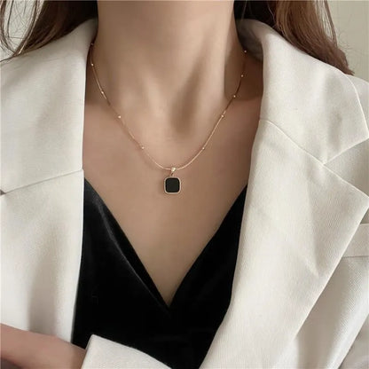 Black Minimalist Square Necklace