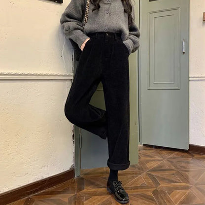 Vintage High Waist Corduroy Trousers