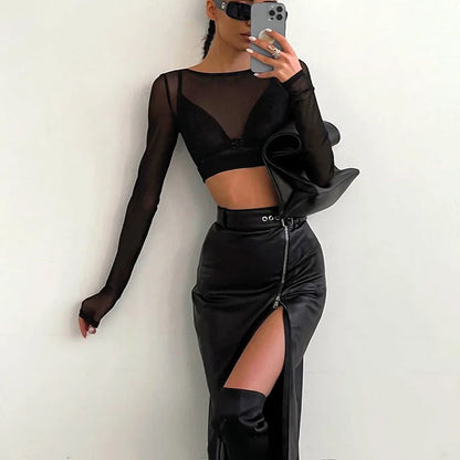 Vampira PU Leather High Waist Pencil Skirt