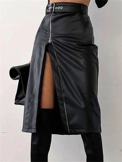 Vampira PU Leather High Waist Pencil Skirt