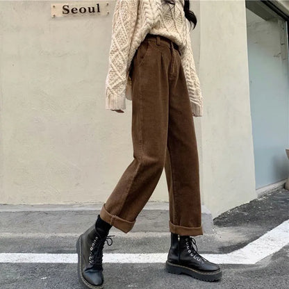 Vintage High Waist Corduroy Trousers