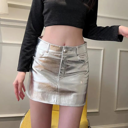 Y2k Metallic Mini Skirt