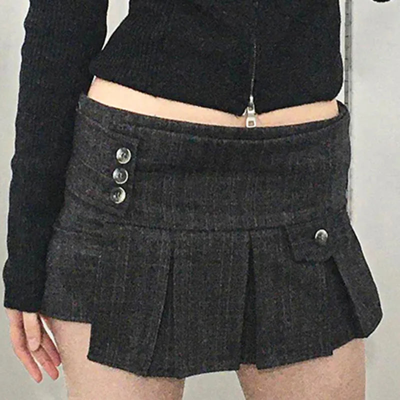 Preppy Plaid Asymmetrical Pleated Mini Skirt