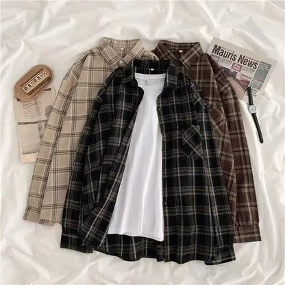 Grunge Oversized Plaid Shirt