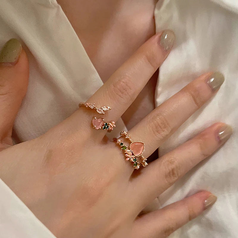 Whimsical Peach Rose Gold Ring