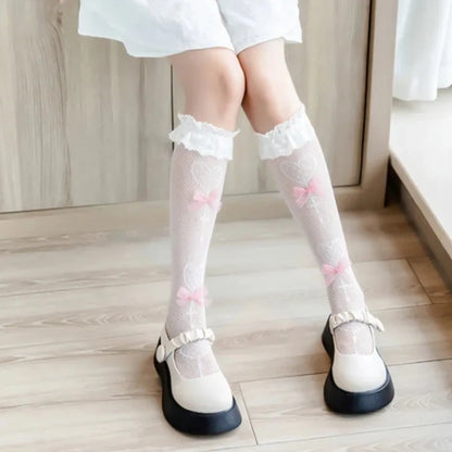 Coquette Bowknot Lace Calf Socks