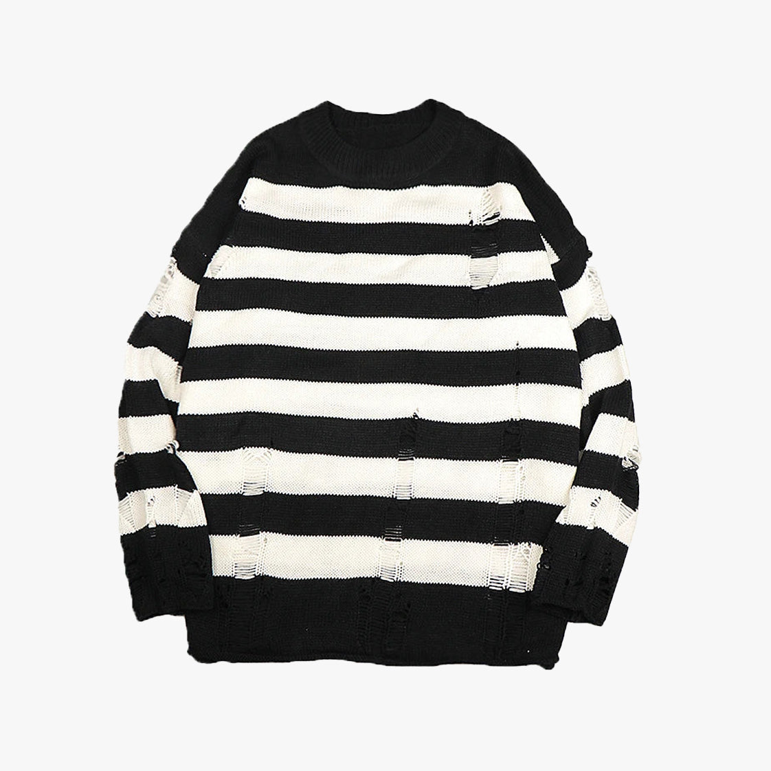 Grunge Unisex Striped Distressed Sweater