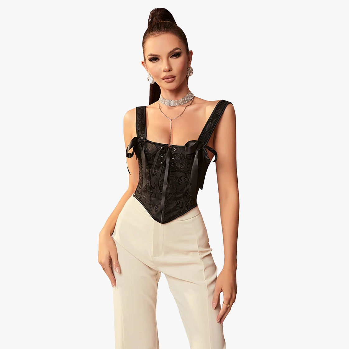 Vampira Goth Brocade Corset Top
