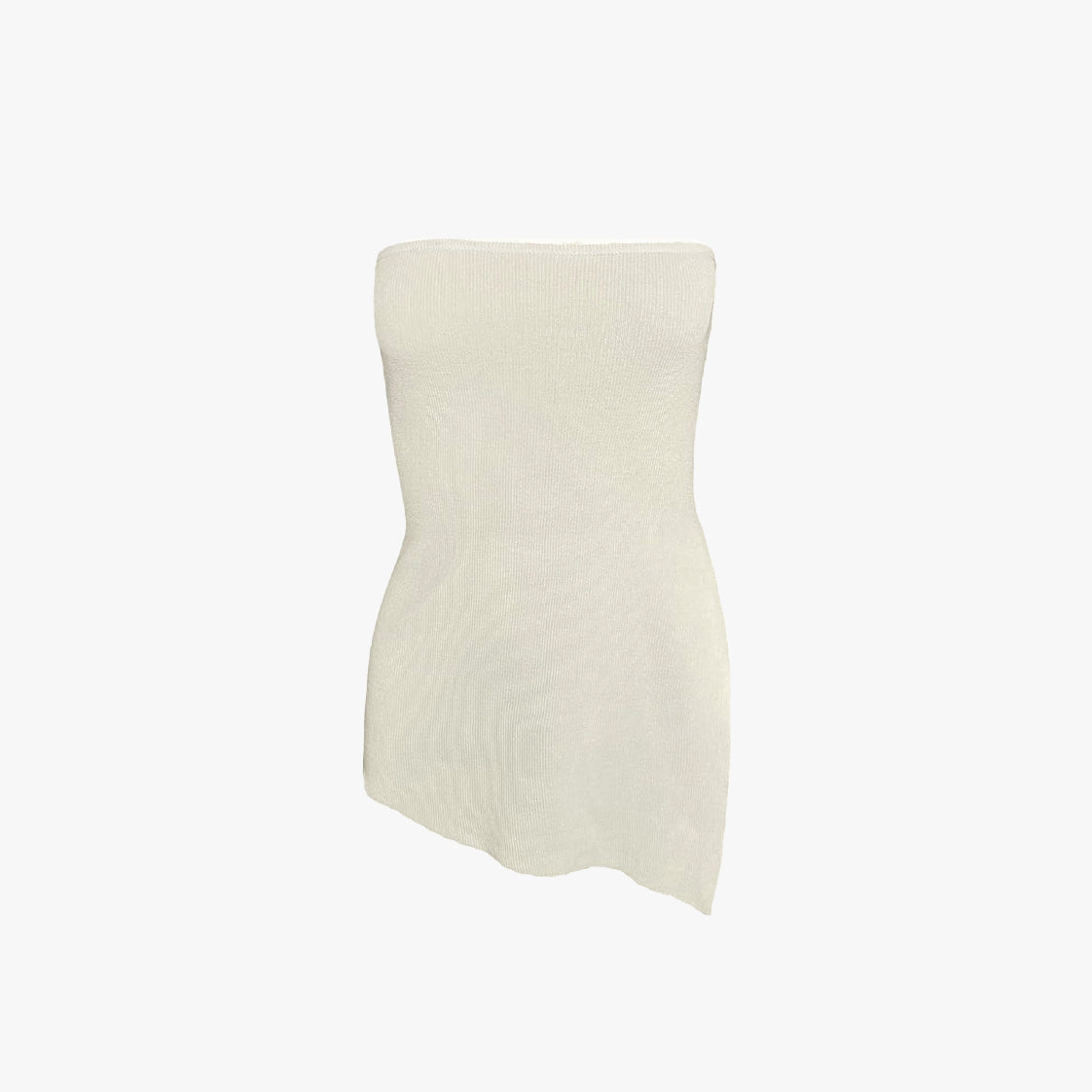 Asymmetrical Ribbed Knit Tube Top