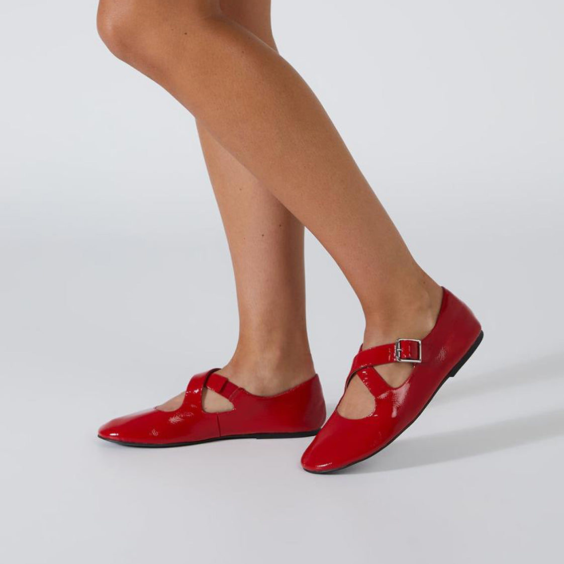 Retro Red Mary Jane Crossed Flats