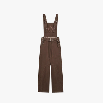 Grunge Star Distressed Oversized Dungarees