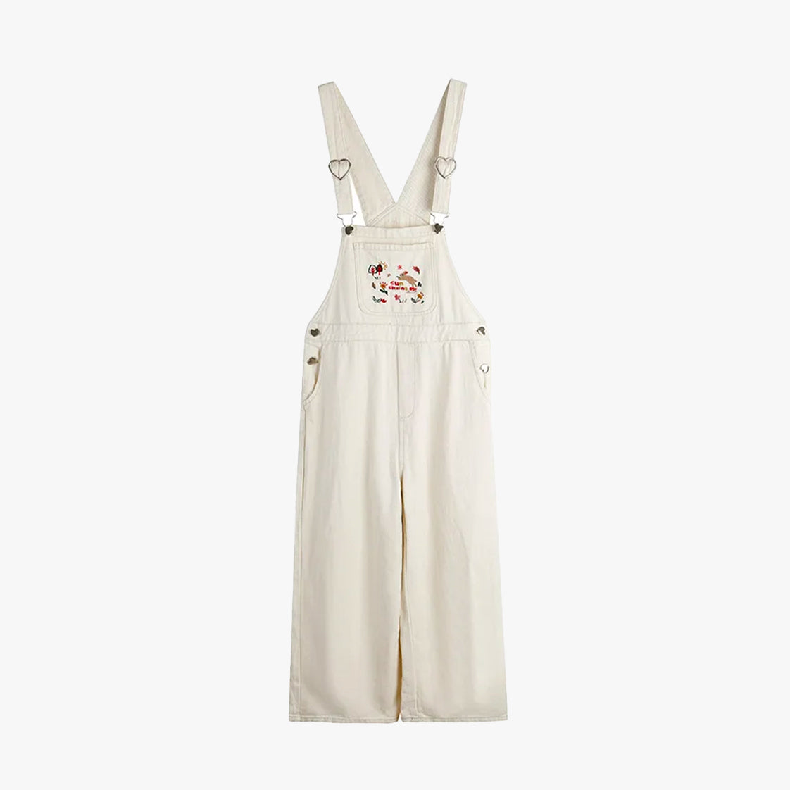 Spring Bunny Embroidered Denim Overalls