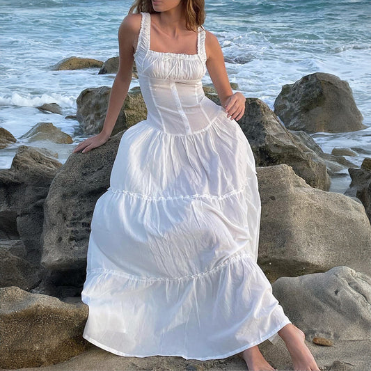 Coastal Pleated Maxi Summer Dress