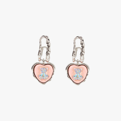 Heart-Shaped Cute Bear Earrings