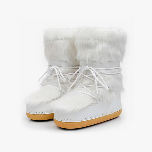 White Plush Snow Boots