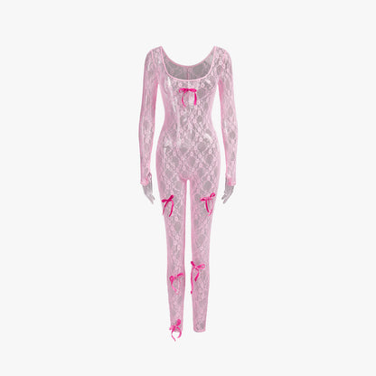 Coquette Bow See Through Jumpsuit