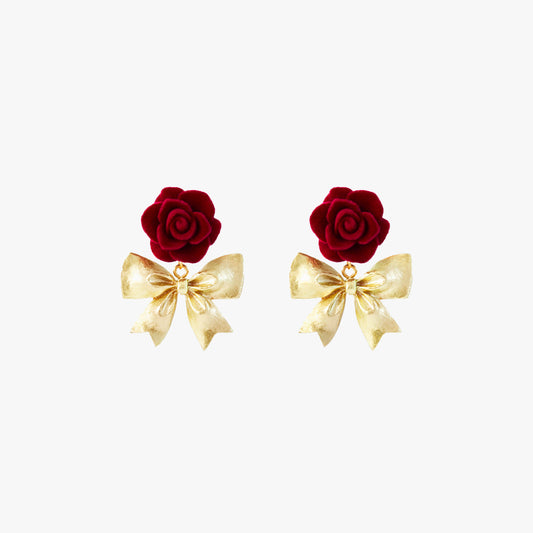 Velvet Rose Bow Earrings