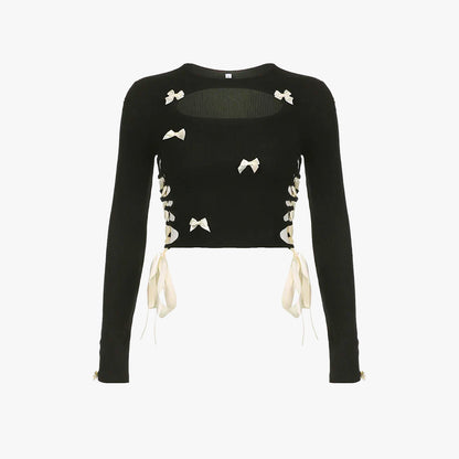 Aesthetic Bow Long Sleeve Knit Top