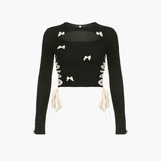 Aesthetic Bow Long Sleeve Knit Top