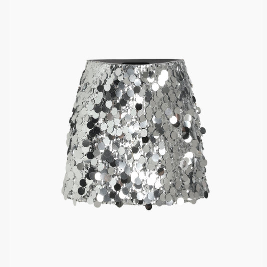 Disco Sequin Silver Skirt