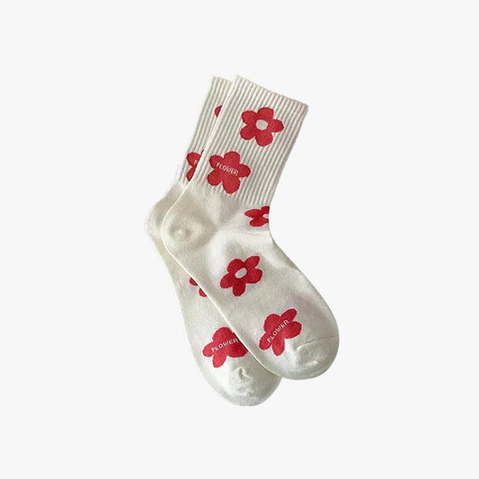 Red Flower Socks
