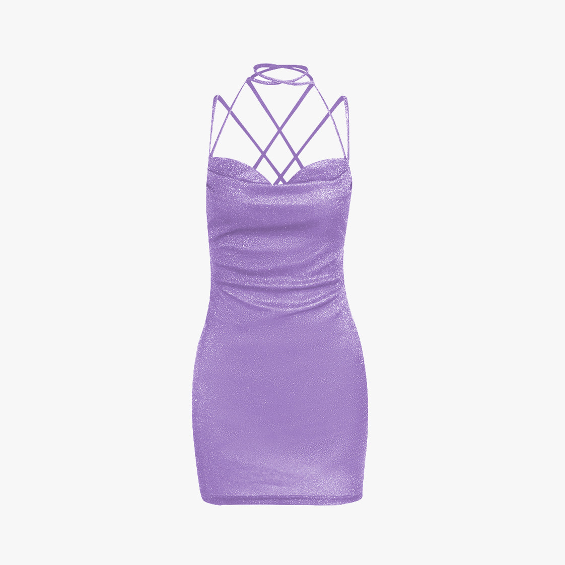 90s Glitter Cowl-Neck Backless Dress