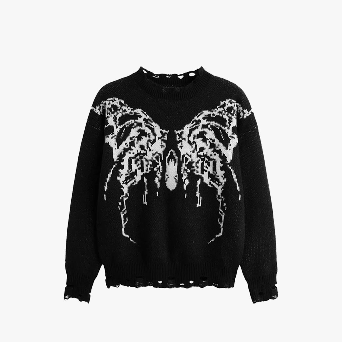 Gothic Butterfly Distressed Sweater