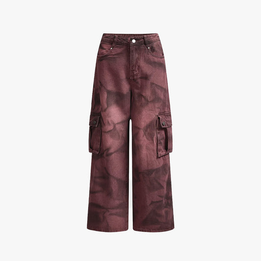 Y2k Tie-Dye High-Waisted Baggy Cargo Jeans