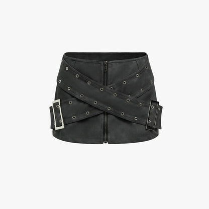 Grunge X Belt Mini Skirt