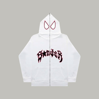 Y2k Spider Oversized Zip Up Hoodie