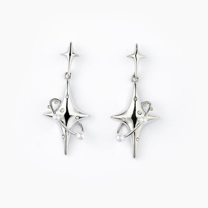 Star Silver Plated Drop Earrings