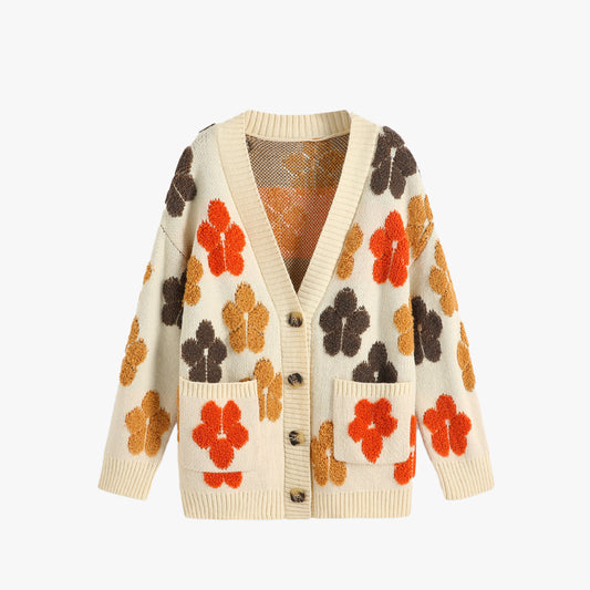 Autumn Flower Knitted Cardigan