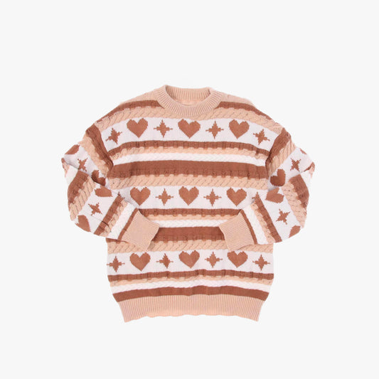 Brown Aesthetic Striped Oversized Sweater