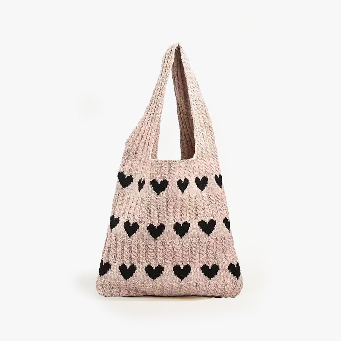 Hearts Knitted Tote Bag