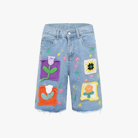 Y2K Retro Loose Embroidered Denim Shorts