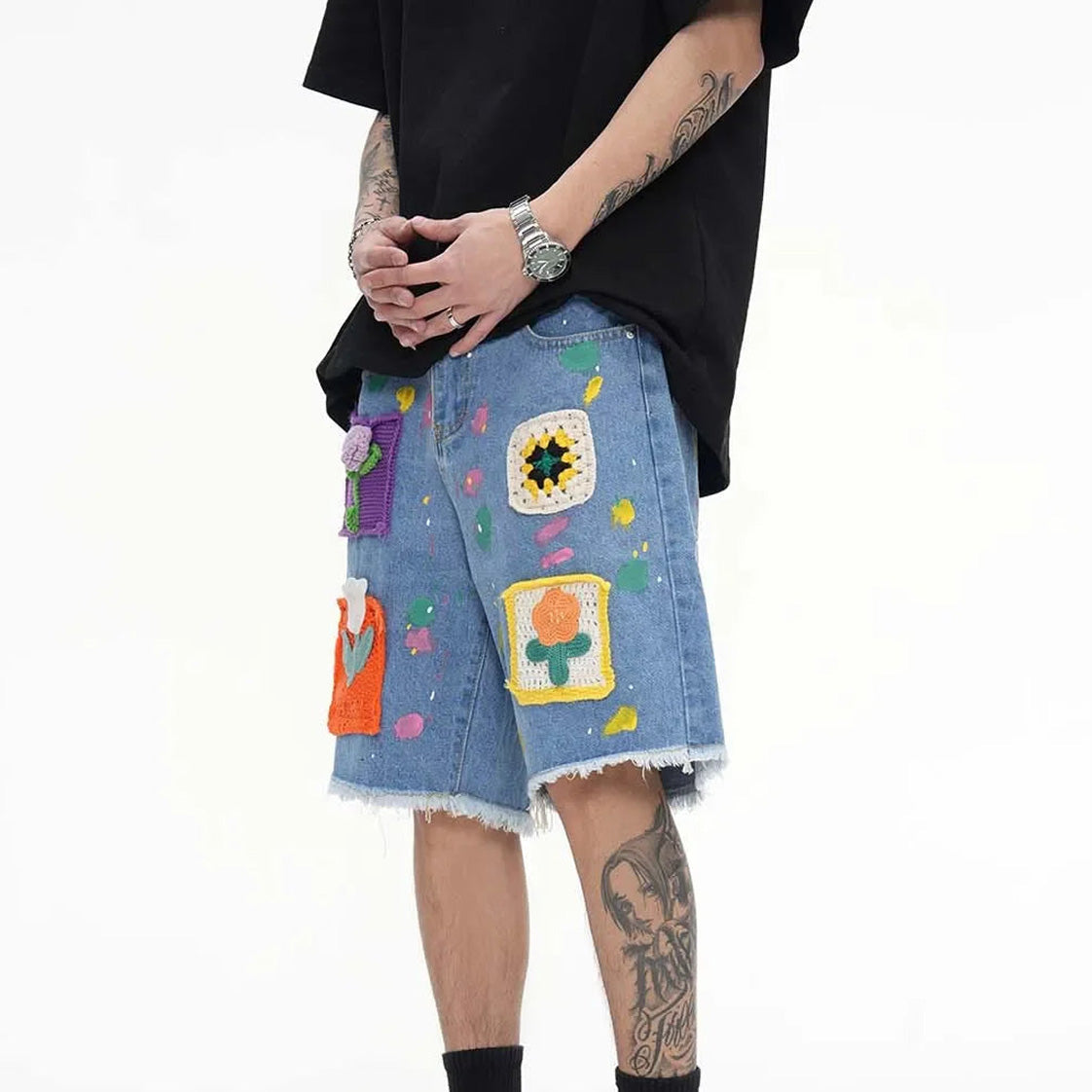 Y2K Retro Loose Embroidered Denim Shorts
