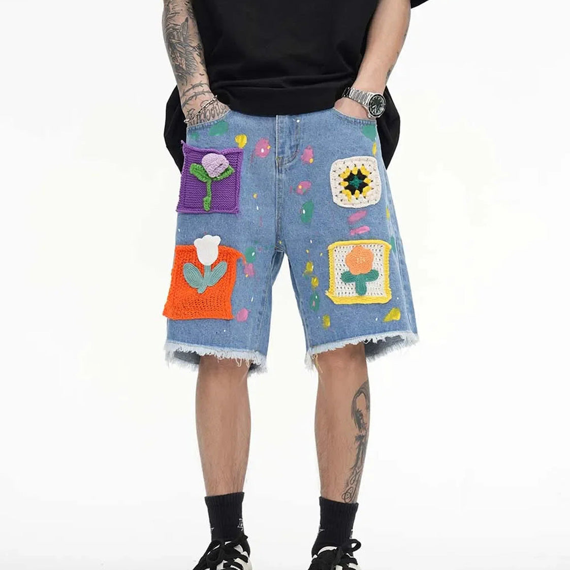 Y2K Retro Loose Embroidered Denim Shorts