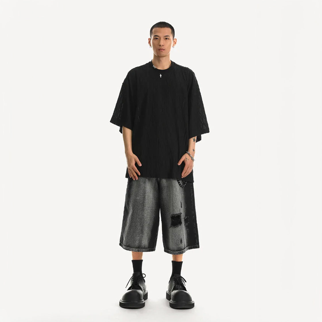 Men's Aesthetic Distressed Loose Shorts