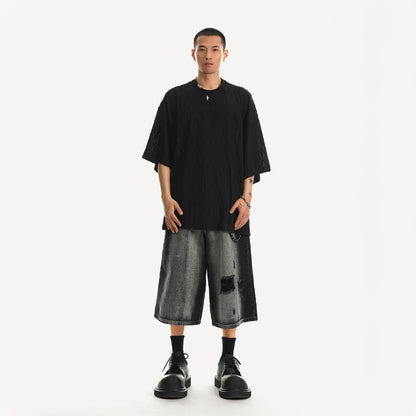 Men's Aesthetic Distressed Loose Shorts