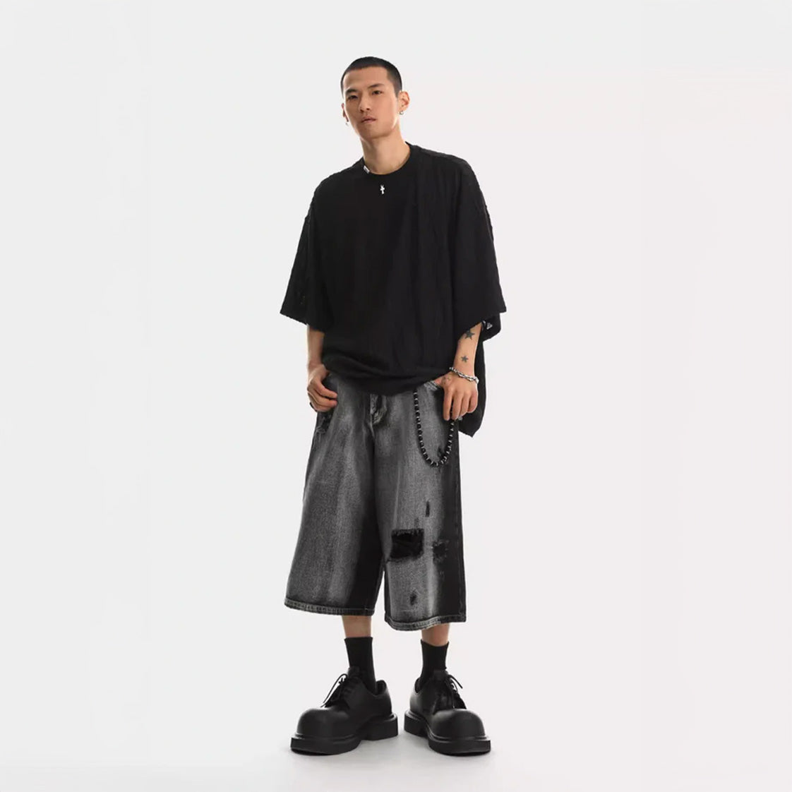 Men's Aesthetic Distressed Loose Shorts