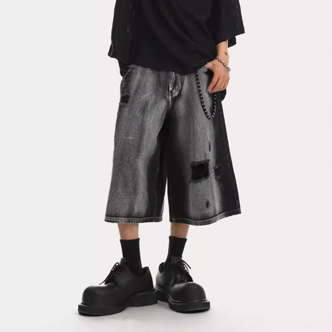Men's Aesthetic Distressed Loose Shorts
