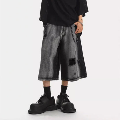 Men's Aesthetic Distressed Loose Shorts