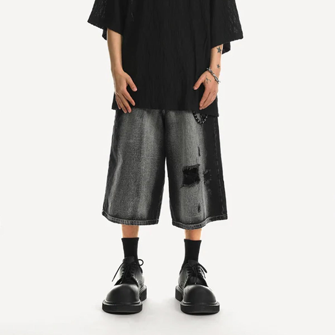 Men's Aesthetic Distressed Loose Shorts