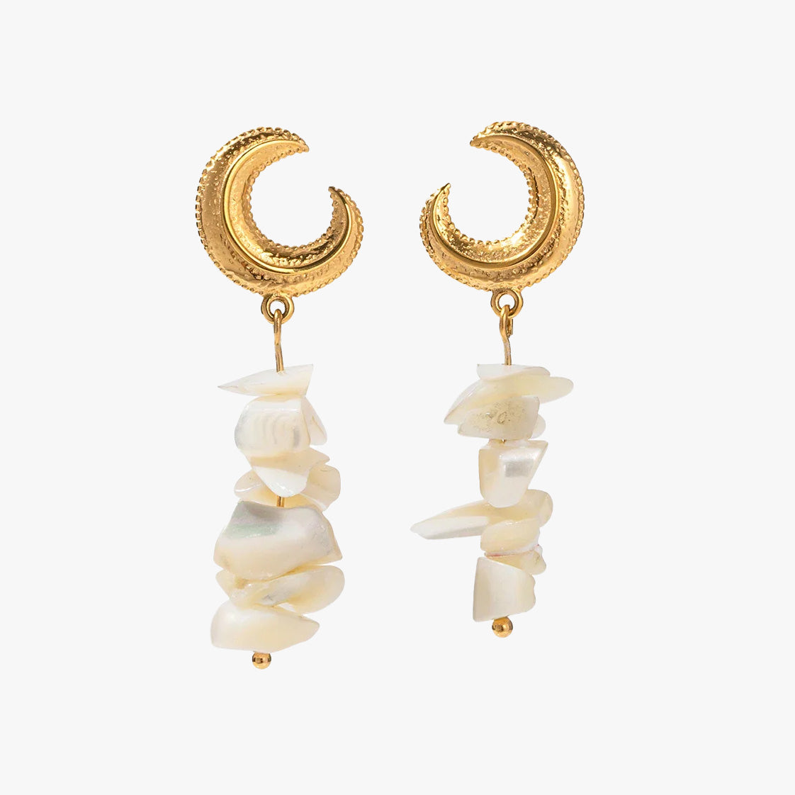 Mermaidcore Gold Natural Shell Drop Earrings