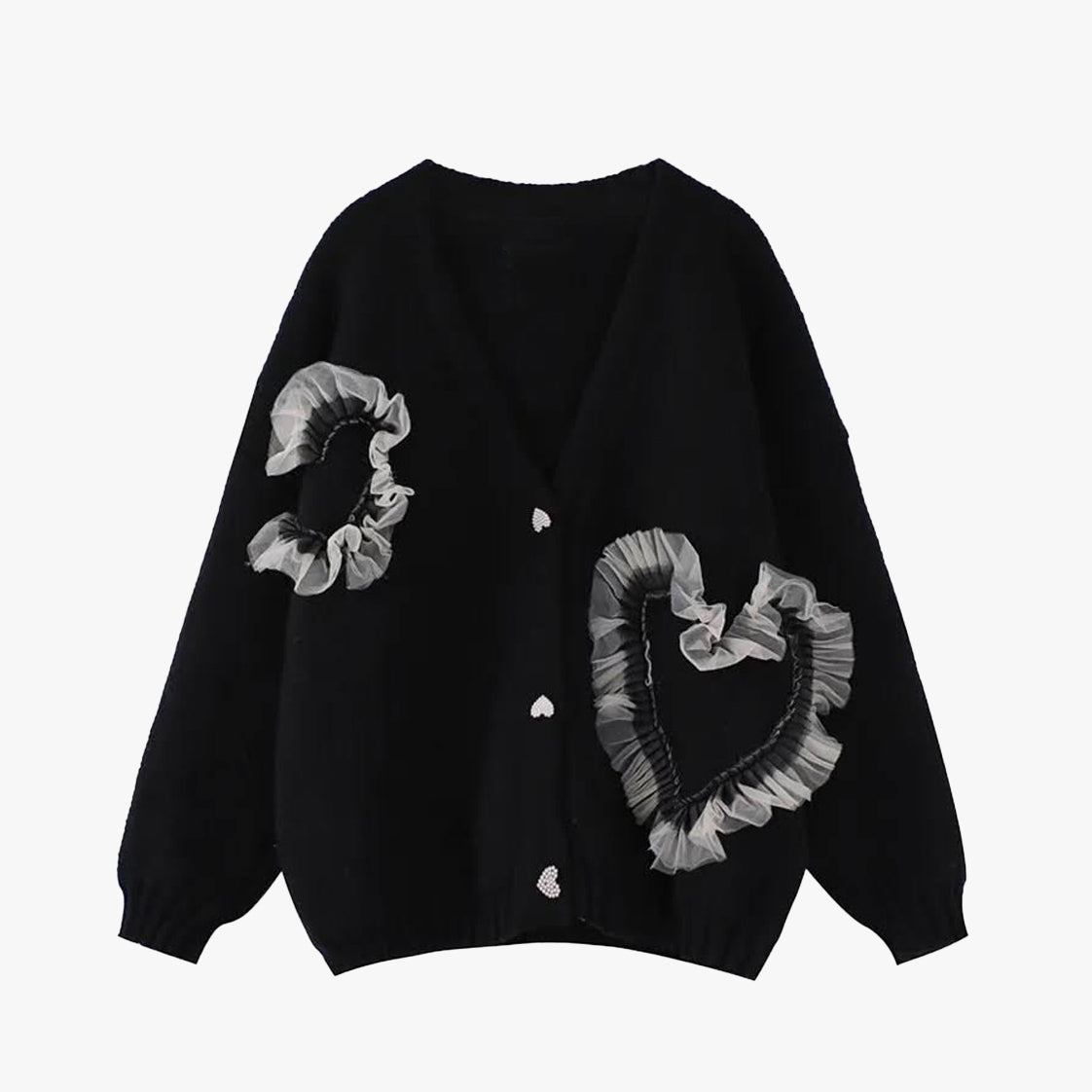 Mesh Heart Oversized Cardigan