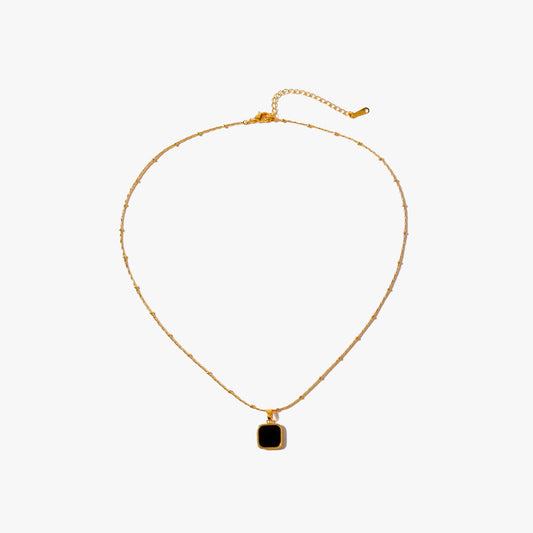 Black Minimalist Square Necklace