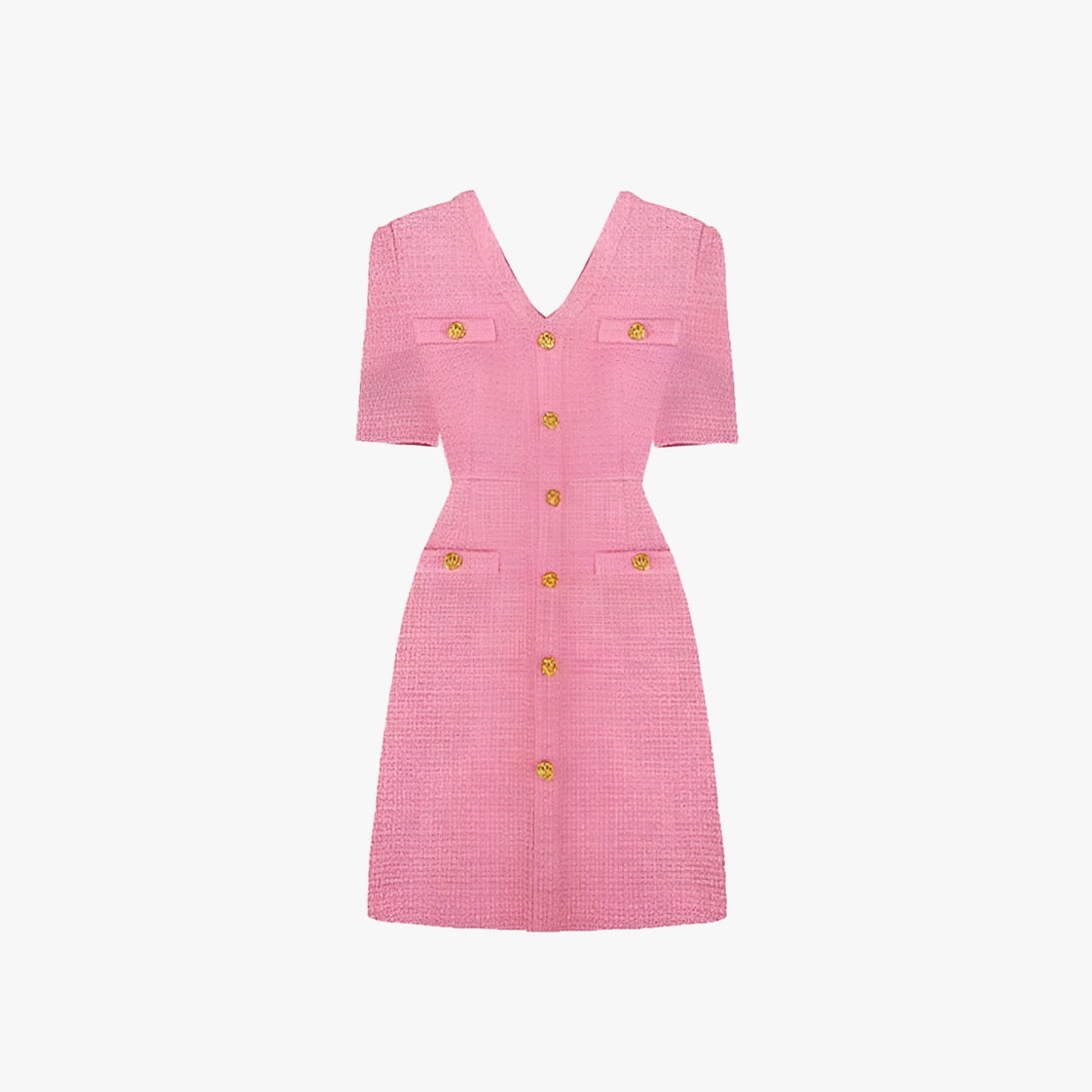 Y2K Tweed Pink Button Up Dress