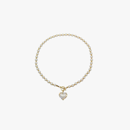 Coquette Heart Pearl Necklace